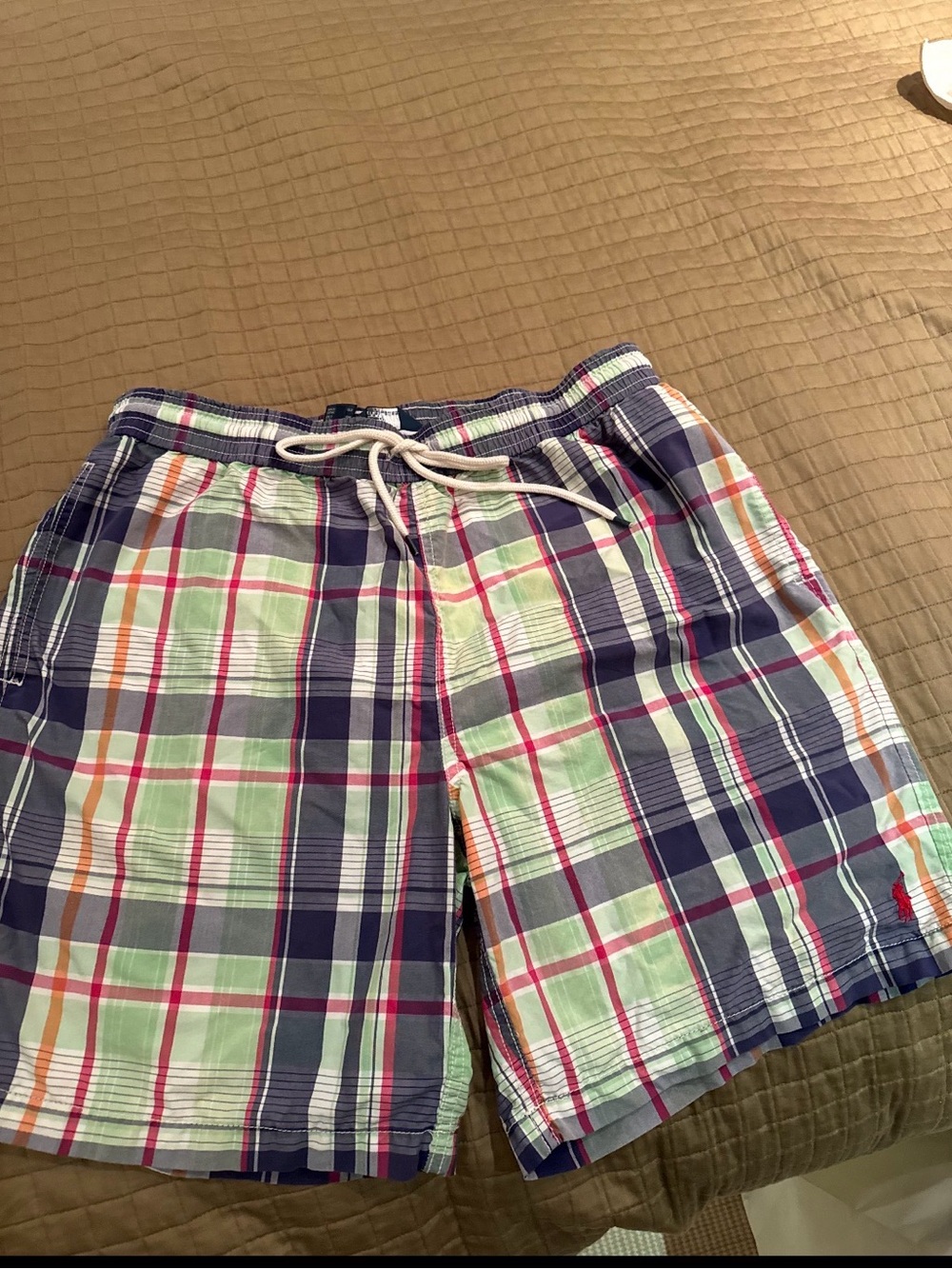 Polo Ralph Lauren Men's Plaid Swim Shorts - Navy, Green & Red